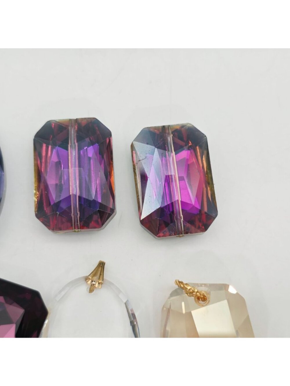 10 Faceted Acrylic & Glass Beads Assorted Shapes Colors Jewelry Making Crafts - Picture 3 of 8